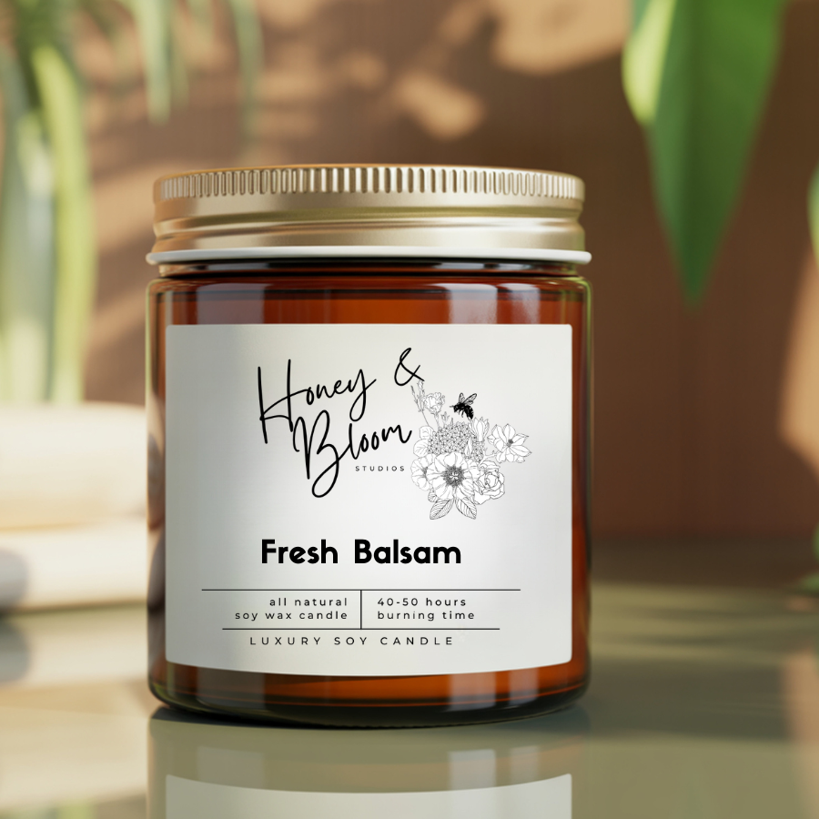 Spring Love Collection-9oz Amber Jar Candle | Brown Ambient Glass | Gold Lid