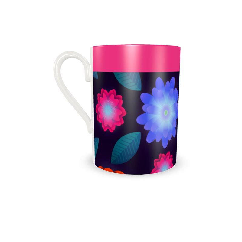 Fucshia Blossom Cup and Saucer- Set of 2